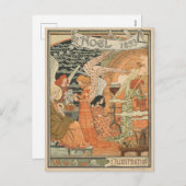 ヴィンテージアールヌーボーイラストレーションクリスマスカード シーズンポストカード (正面/裏面)