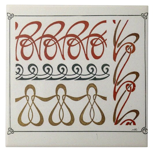 ヴィンテージアールヌーボーイラストレーションバイアルフォンスミュシャ タイル (正面)