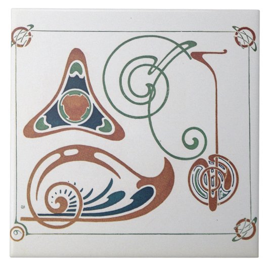 ヴィンテージアールヌーボーイラストレーションバイアルフォンスミュシャ タイル (正面)