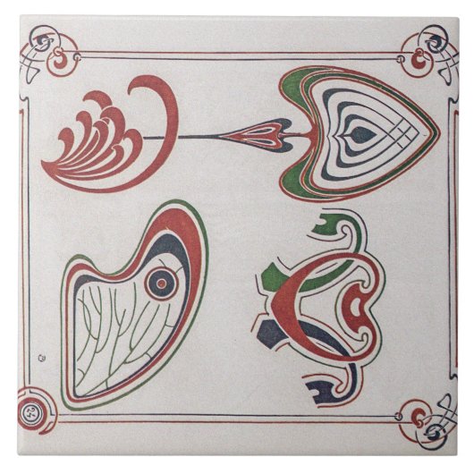 ヴィンテージアールヌーボーイラストレーションバイミュシャ タイル (正面)