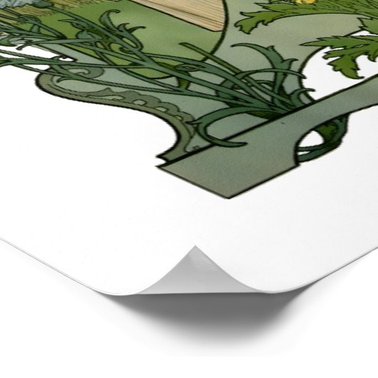 ヴィンテージアールヌーボーウィメンズウィメンズウィズウィズオブフラワーズバイソンスレル ポスター (角)