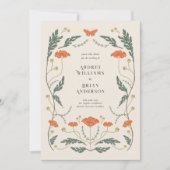 ヴィンテージアールヌーボーウェディング日付カードを保存 セーブザデート (正面)