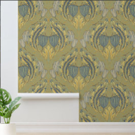 ヴィンテージアールヌーボーウォルタークレーンチューリップパターン 壁紙