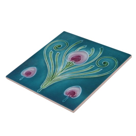 ヴィンテージアールヌーボーウォールタイルフローラ タイル (側面)