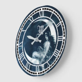 ヴィンテージアールヌーボーウーマンオンクレセントムーン ラージ壁時計 (傾斜)