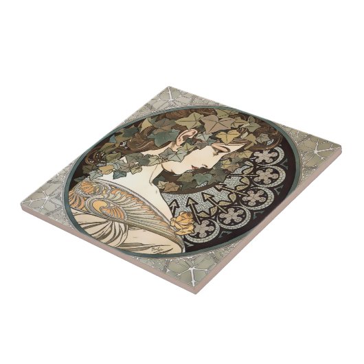 ヴィンテージアールヌーボーウーマンバイアルフォンスミュシャ タイル (側面)