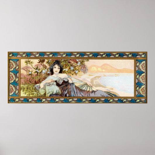 ヴィンテージアールヌーボーウーマンバイアルフォンスミュシャ ポスター (正面)