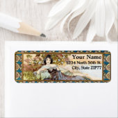 ヴィンテージアールヌーボーウーマンバイアルフォンスミュシャ ラベル (インサイチュ)