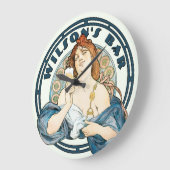 ヴィンテージアールヌーボーウーマンバイアーティグパブまたはバー ラージ壁時計 (傾斜)