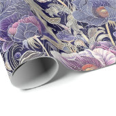 ヴィンテージアールヌーボーエレガントパープル&ピンクフローラ ラッピングペーパー (ロールコーナー)