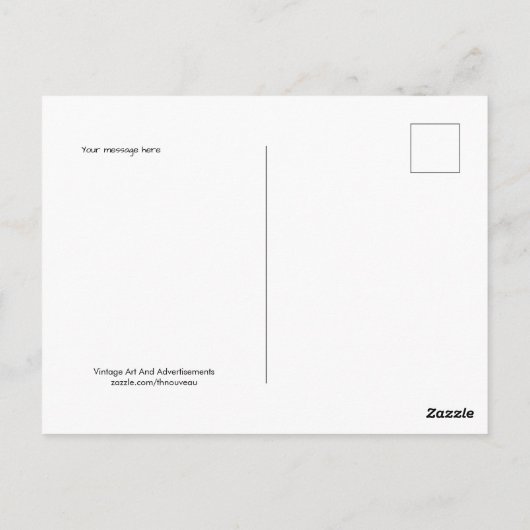 ヴィンテージアールヌーボーエンジェルと子テンプレート ポストカード (裏面)