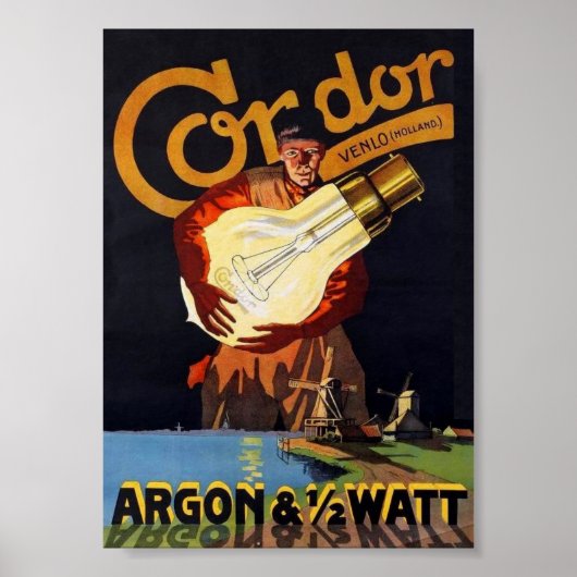 ヴィンテージアールヌーボーオランダ電球 ポスター (正面)