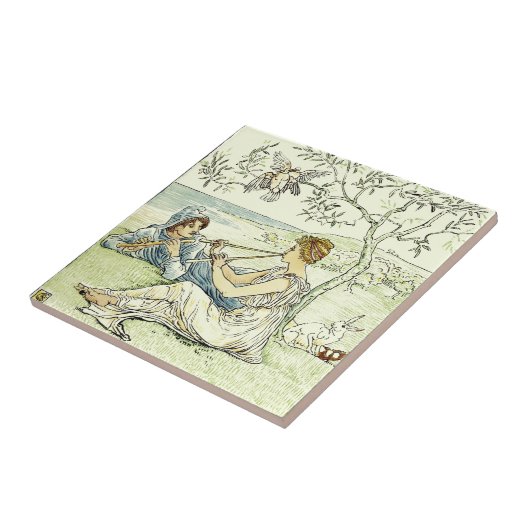 ヴィンテージアールヌーボーオリーブツリーバイウォルタークレーン タイル (側面)