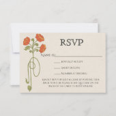 ヴィンテージアールヌーボーオレンジ緑の花QRコード 出欠カード (正面)