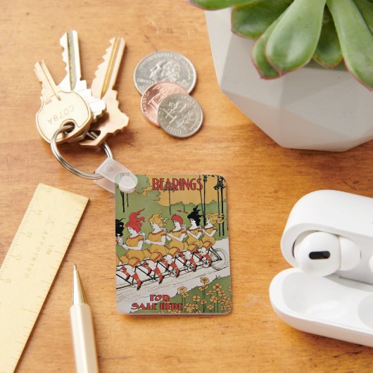 ヴィンテージアールヌーボーカバー、軸受タンデム自転車 キーホルダー (デスク)