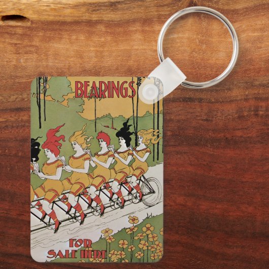 ヴィンテージアールヌーボーカバー、軸受タンデム自転車 キーホルダー (裏面)