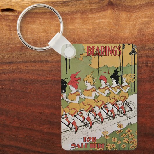 ヴィンテージアールヌーボーカバー、軸受タンデム自転車 キーホルダー (正面)