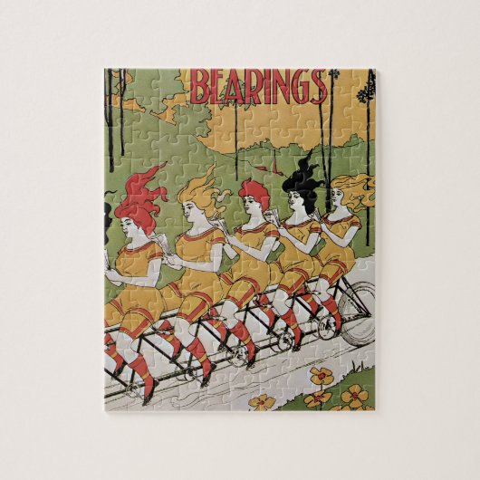 ヴィンテージアールヌーボーカバー、軸受タンデム自転車 ジグソーパズル (縦)