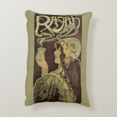 ヴィンテージアールヌーボーカフェラジャ、コーヒーを持つ女性 アクセントクッション (裏面(縦))