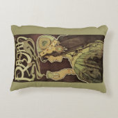 ヴィンテージアールヌーボーカフェラジャ、コーヒーを持つ女性 アクセントクッション (裏面)