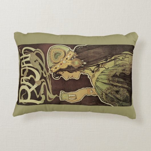 ヴィンテージアールヌーボーカフェラジャ、コーヒーを持つ女性 アクセントクッション (裏面)