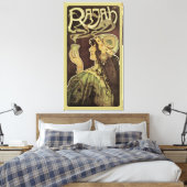 ヴィンテージアールヌーボーカフェラジャ、コーヒーを持つ女性 キャンバスプリント (インサイチュ (寝室))