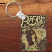 ヴィンテージアールヌーボーカフェラジャ、コーヒーを持つ女性 キーホルダー (正面)