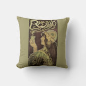 ヴィンテージアールヌーボーカフェラジャ、コーヒーを持つ女性 クッション (正面)