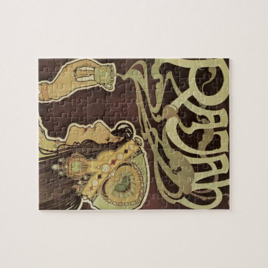 ヴィンテージアールヌーボーカフェラジャ、コーヒーを持つ女性 ジグソーパズル (横)