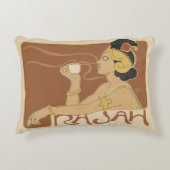 ヴィンテージアールヌーボーカフェラジャ、レディーウィズコーヒー アクセントクッション (正面)