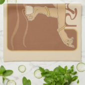 ヴィンテージアールヌーボーカフェラジャ、レディーウィズコーヒー キッチンタオル (折り畳み)