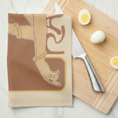 ヴィンテージアールヌーボーカフェラジャ、レディーウィズコーヒー キッチンタオル (四つ折り)