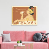 ヴィンテージアールヌーボーカフェラジャ、レディーウィズコーヒー キャンバスプリント (インサイチュ (リビング))