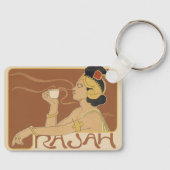 ヴィンテージアールヌーボーカフェラジャ、レディーウィズコーヒー キーホルダー (正面)