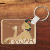 ヴィンテージアールヌーボーカフェラジャ、レディーウィズコーヒー キーホルダー (正面)