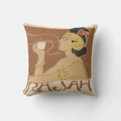 ヴィンテージアールヌーボーカフェラジャ、レディーウィズコーヒー クッション (正面)