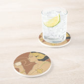 ヴィンテージアールヌーボーカフェラジャ、レディーウィズコーヒー コースター (側面)