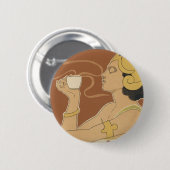 ヴィンテージアールヌーボーカフェラジャ、レディーウィズコーヒー 缶バッジ (正面&裏面)