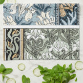 ヴィンテージアールヌーボーガーデンアイリスフラワー キッチンタオル (折り畳み)