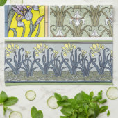 ヴィンテージアールヌーボーガーデンアイリスフラワー キッチンタオル (折り畳み)