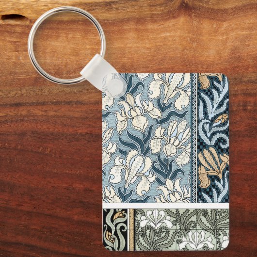 ヴィンテージアールヌーボーガーデンアイリスフラワー キーホルダー (正面)