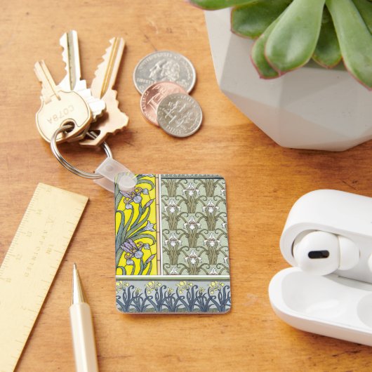 ヴィンテージアールヌーボーガーデンアイリスフラワー キーホルダー (デスク)