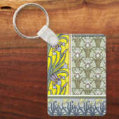 ヴィンテージアールヌーボーガーデンアイリスフラワー キーホルダー (正面)