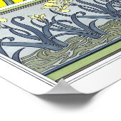 ヴィンテージアールヌーボーガーデンアイリスフラワー ポスター (角)