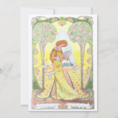 ヴィンテージアールヌーボーガールウィズドヴサンキューカード サンキューカード (正面)