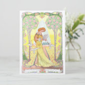 ヴィンテージアールヌーボーガールウィズドヴサンキューカード サンキューカード (スタンド正面)