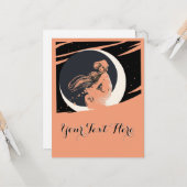 ヴィンテージアールヌーボーガールオンクレセントムーンテンプレート カード (正面/裏面インサイチュ)