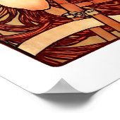 ヴィンテージアールヌーボーガールオンバイシクル ポスター (角)