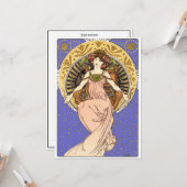 ヴィンテージアールヌーボーガールバイアルフォンスミュシャカード カード (正面/裏面インサイチュ)