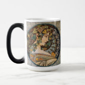 ヴィンテージアールヌーボーガールバイアルフォンスミュシャ モーフィングマグカップ (左)